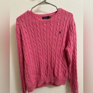 Polo Ralph Lauren Cable-Knit Cotton Crewneck Sweater (pink, XL)